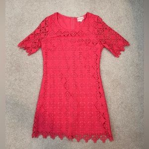 Coral Crochet Dress. Size small. Worn once.